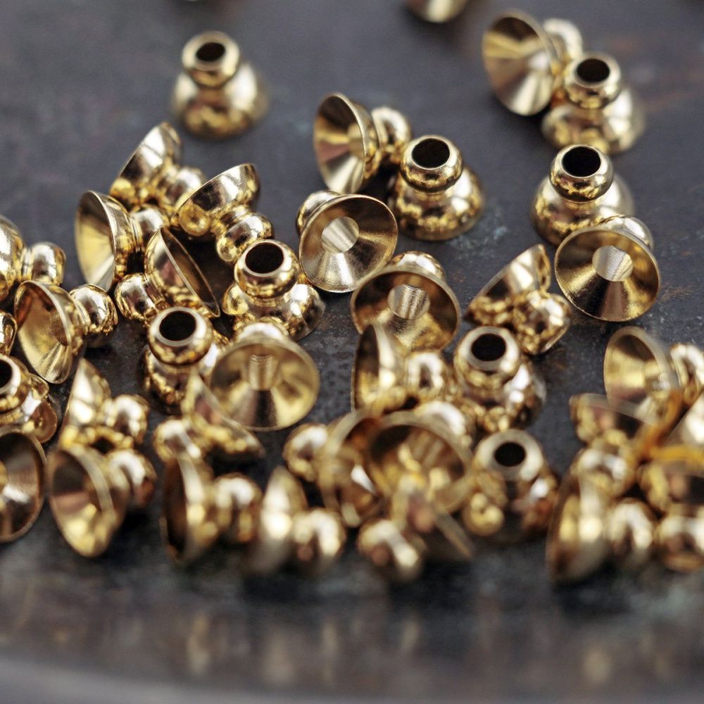 шапочка для бусин "белл", позолота, 6x4 мм (уп 20 шт)