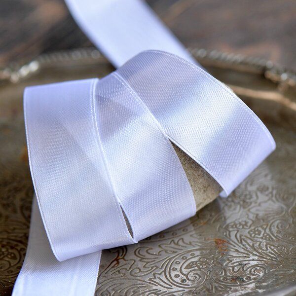 лента, атлас, цвет белый, ширина 25 мм ленты