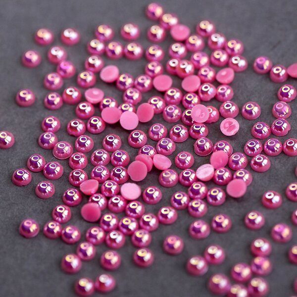 кабошон-полубусина акриловый "жемчуг", т.розовый перламутровый, 4 мм (уп 3 г)