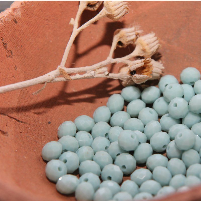 бусина, имитация нефрита, стекло абакус, цвет голубой, 6х4 мм (уп 25+/-3 шт)