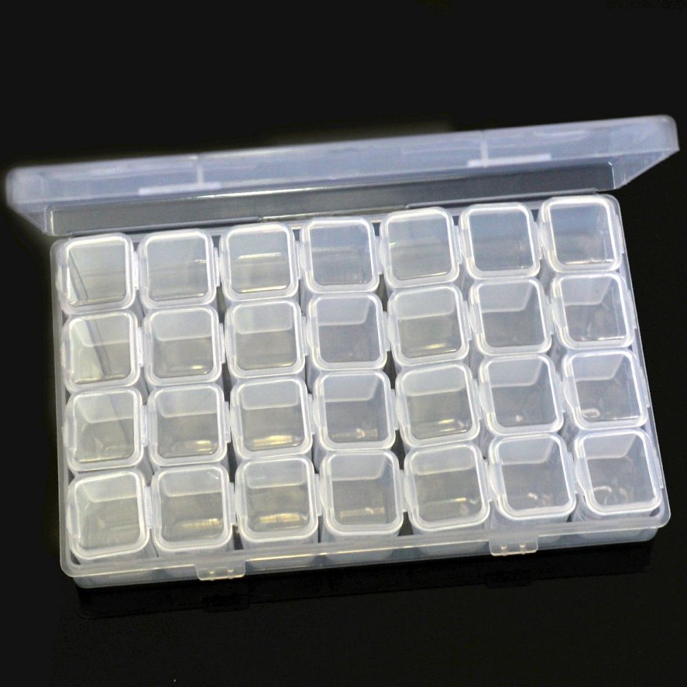 органайзер для бусин и фурнитуры, 28 контейнеров, 17.5x10.8x2.6 см