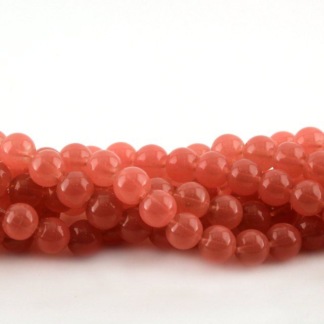 бусина, имитация нефрита, стекло 8, цвет розовый, 8 мм