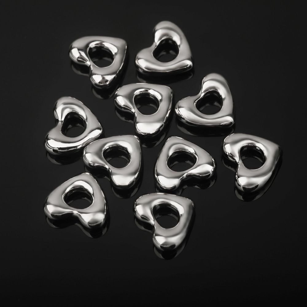 подвеска металл "сердце", покрытие платина, 10x11x4 мм