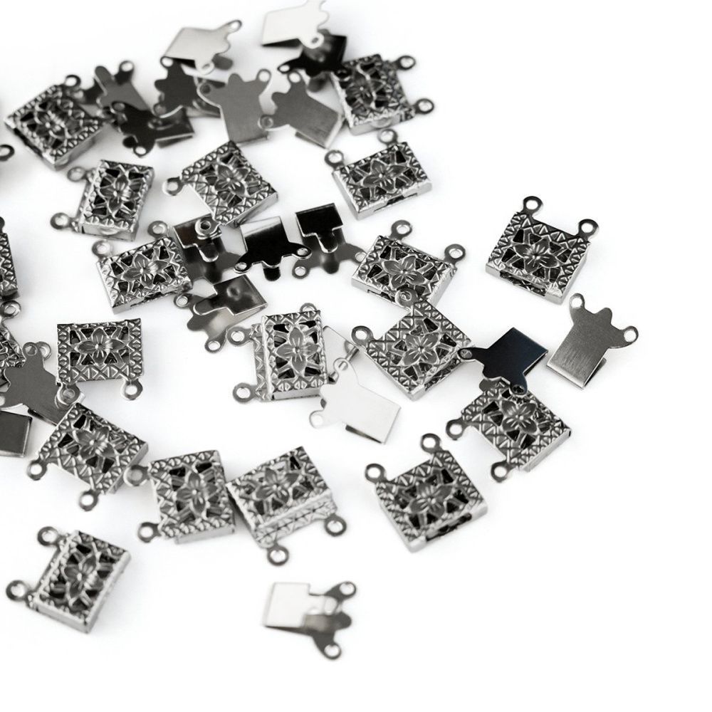 замок для украшений "фрейм", 304 stainless steel, цвет стальной, 15x10x3 мм