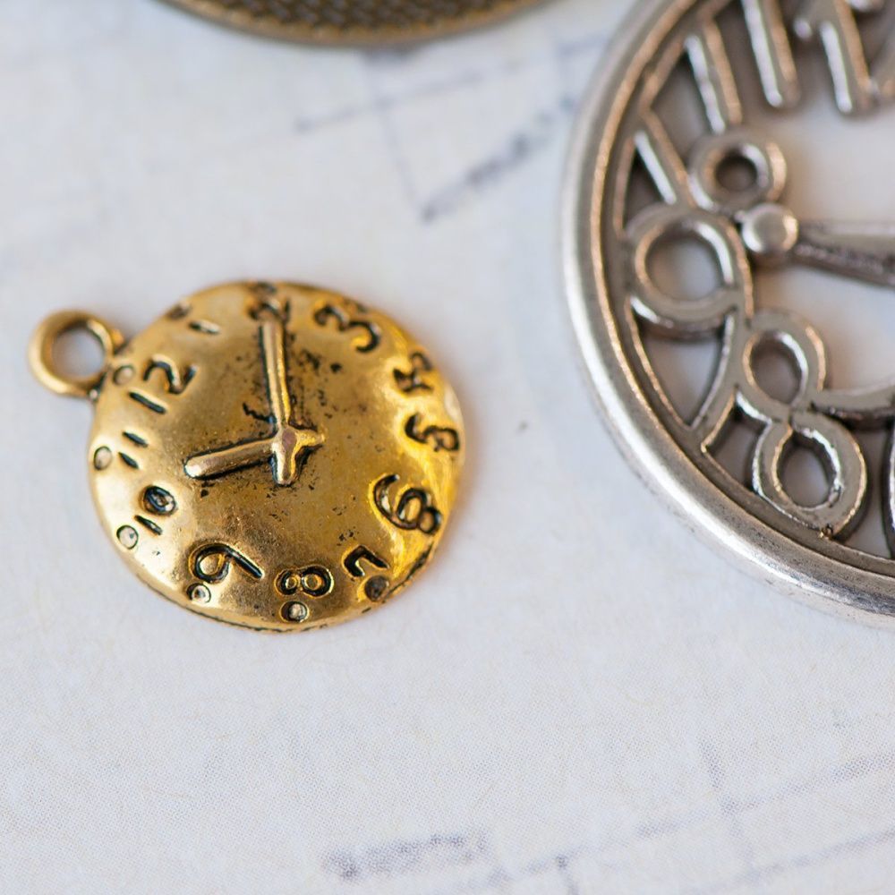 микс металлический из подвесок "часы", цветовой и размерный микс (уп 20 г)