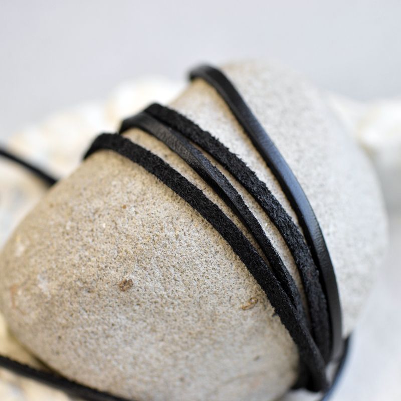 шнур кожаный, плоский, цвет черный, 3х2 мм