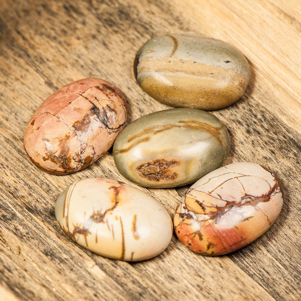 кабошон яшма пейзажная овальный, цвет песочный, 25х18х7 мм