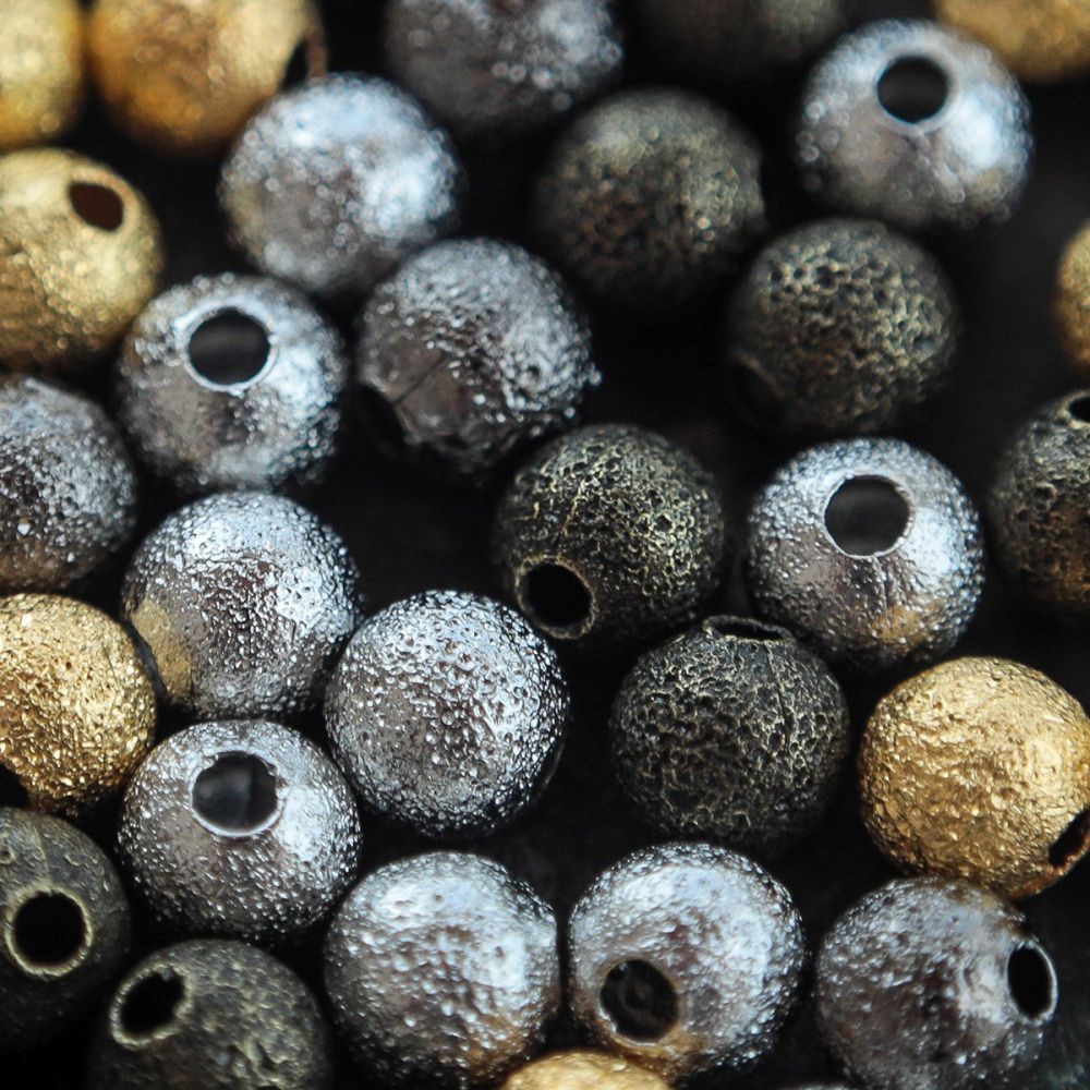 бусина, латунь "звездная пыль", цветовой микс, 4 мм (уп 4 гр)