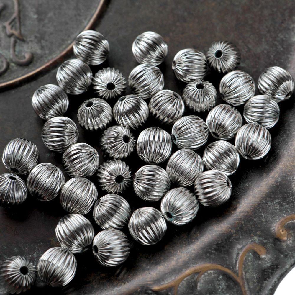 бусина, металл "раффл", цвет платина, 10 мм