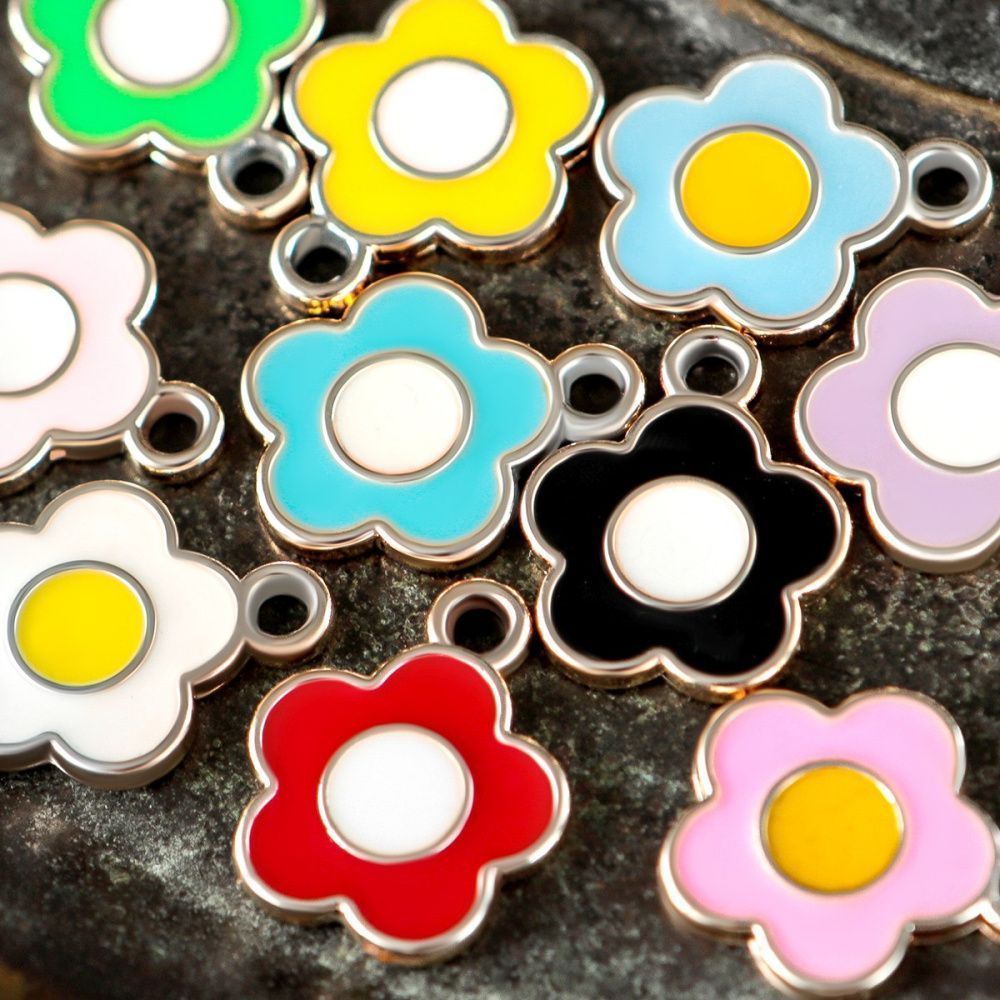 подвеска акрил "цветок", цвет золото/эмаль, 21x17x2 мм