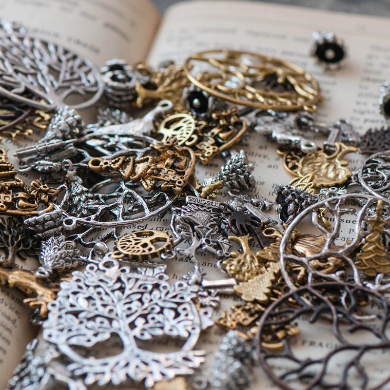 микс металлический из подвесок "деревья", цветовой и размерный микс (уп 20 г)