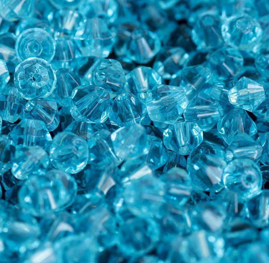 бусина, стекло биконус, цвет ярко-голубой, 4 мм (уп.30+/-5 шт)