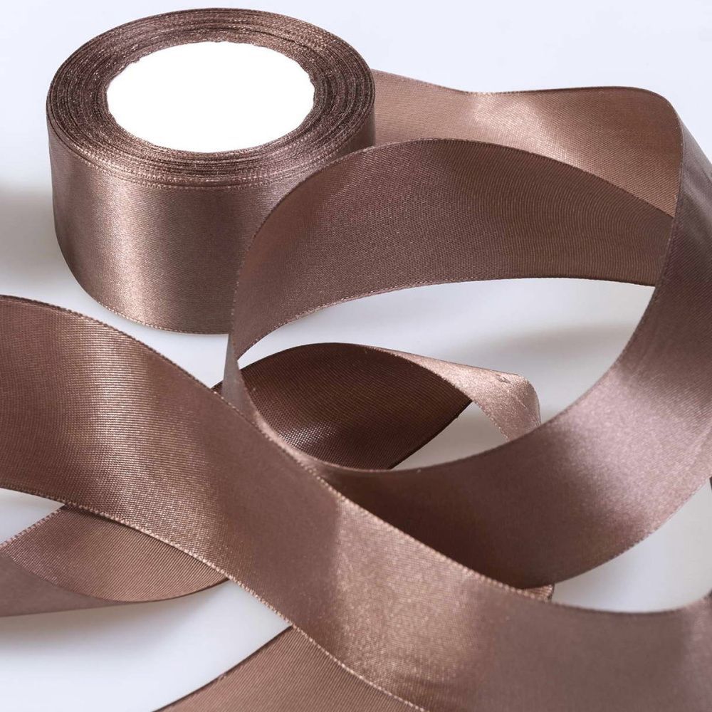 лента, атлас, цвет какао, ширина 50 мм ленты