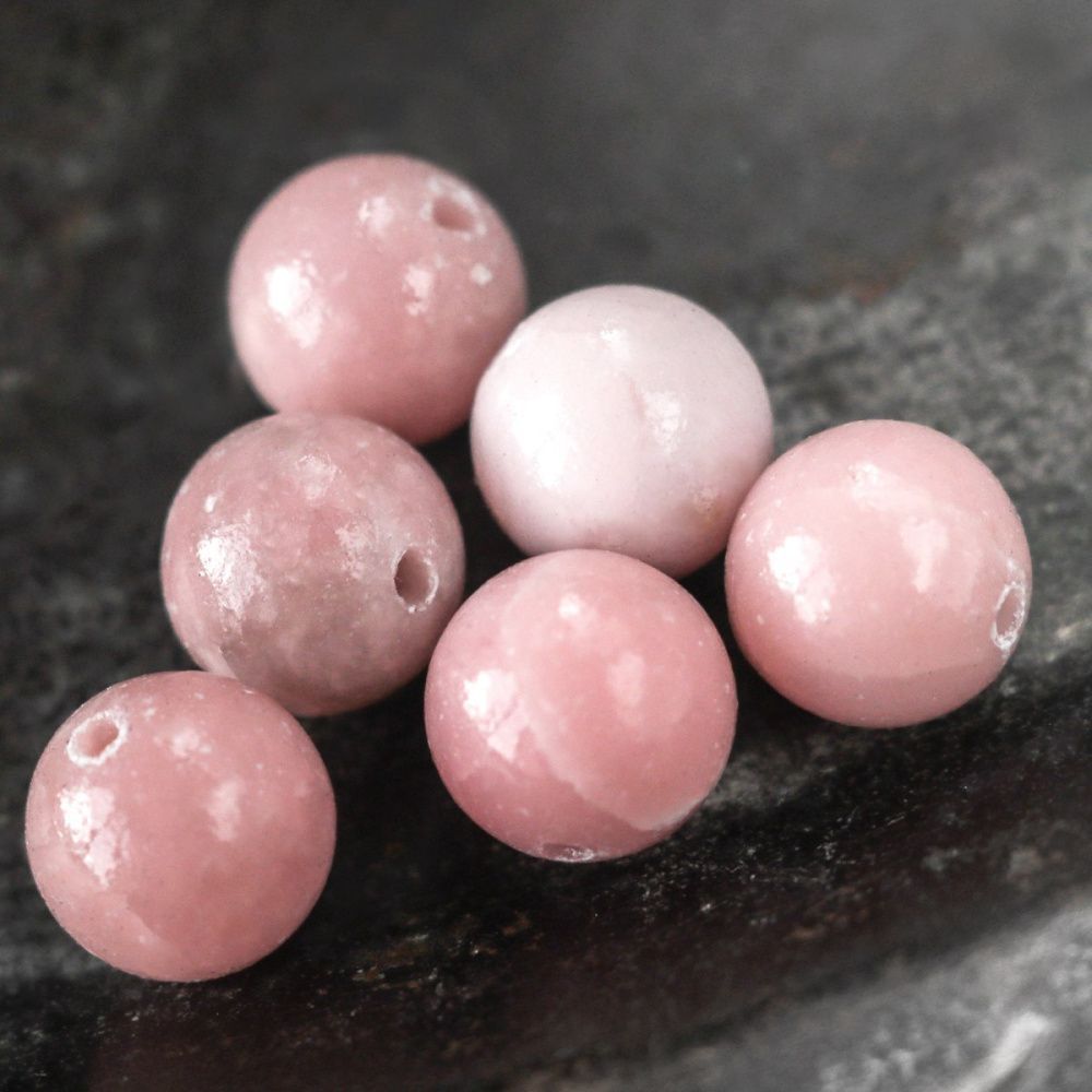 бусина опал 10, цвет розовый опал, 10-11 мм (стренд 6 шт.)