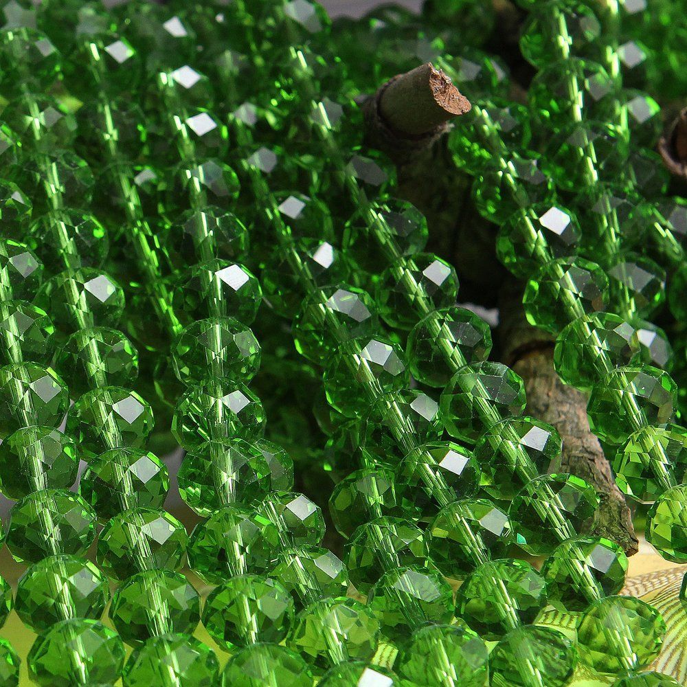 бусина, стекло абакус 10, граненая, цвет лайм, 10х7 мм 