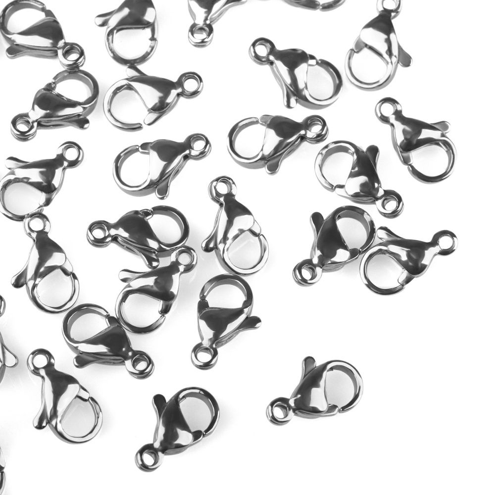 замочек-лобстер, 304 stainless steel, цвет стальной, 11x6.5-7x3.5 мм