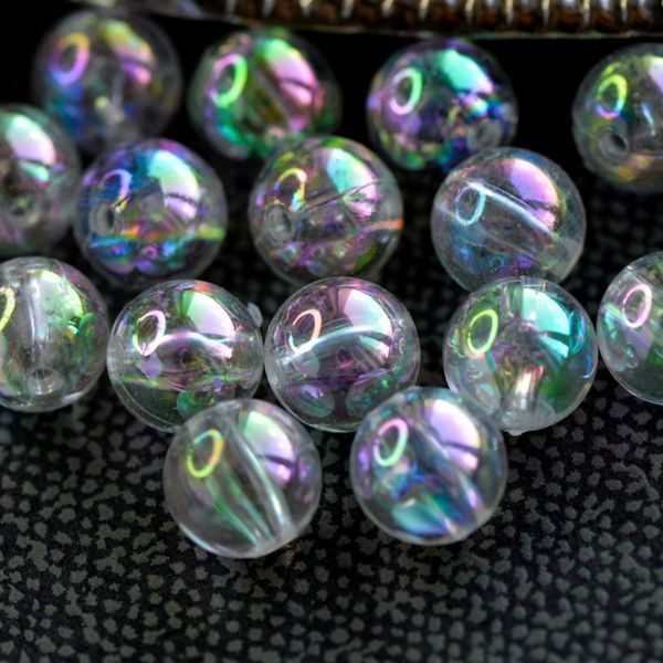 бусина, акрил 10, цвет прозрачный ав, 10 мм