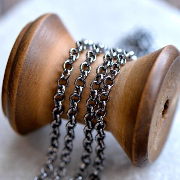 цепочка "раунд", цвет черный, звено 4х1 мм