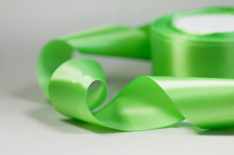 лента, атлас, цвет салатовый, ширина 50 мм ленты