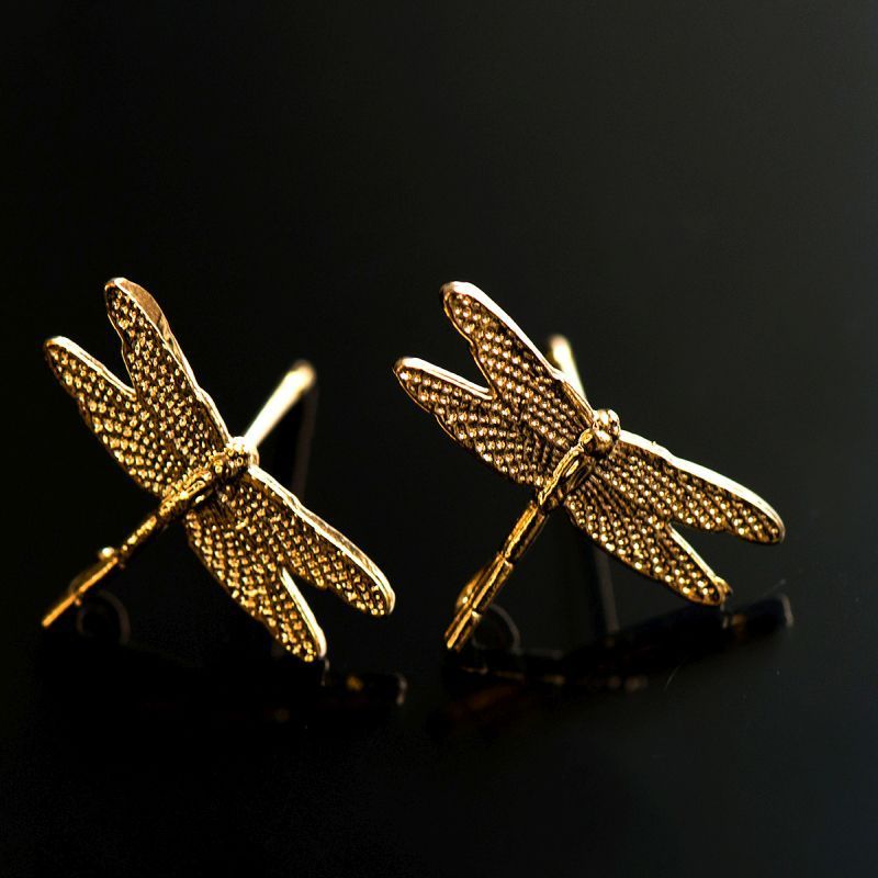пуссеты "стрекоза", позолоченные, 16x11x1 мм