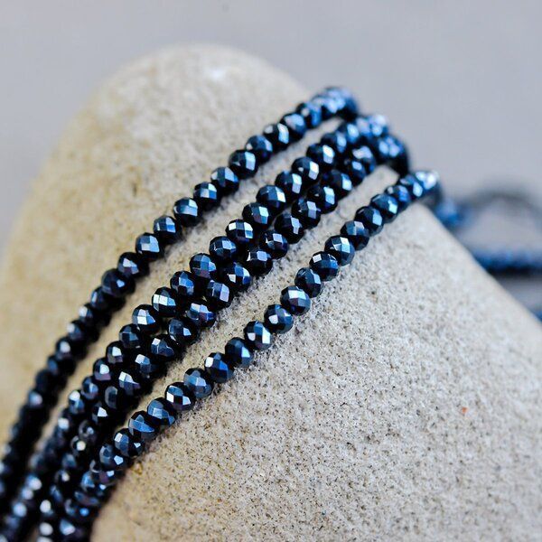 бусина, стекло абакус 3,5, граненая, цвет гематитовый, 3.5х2.5 мм (уп 50+/-10 шт)