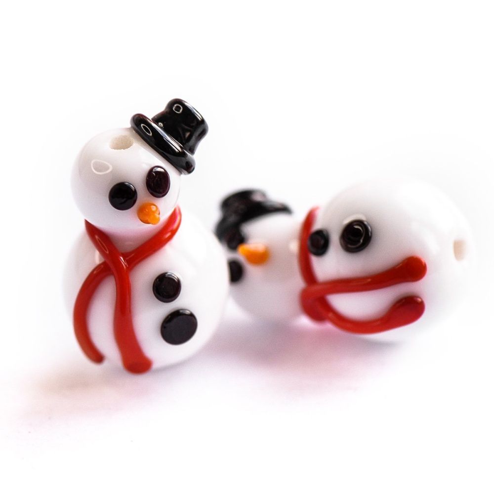 бусина, мурано "снеговичок", фигурная, белый, 12х20 мм