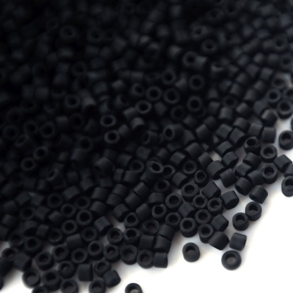 бисер "радуга", цилиндр, цвет черный матовый, 1.5-2x1-2 мм (уп 7 г)