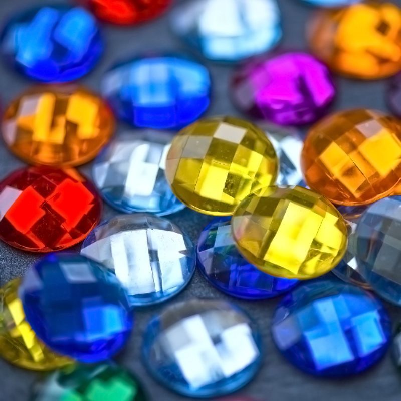 кабошон акриловый "грани", круглый, цветовой микс, 22х6.5 мм