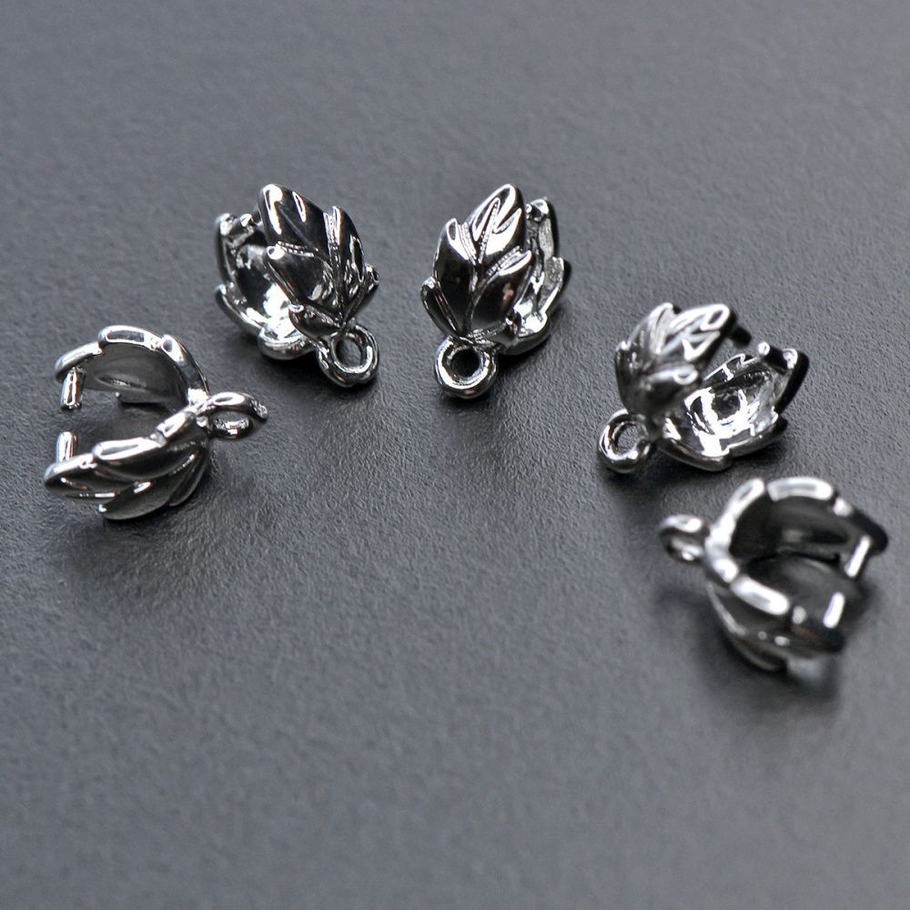 бейл "листок", цвет платина, 9x7x4.5 мм