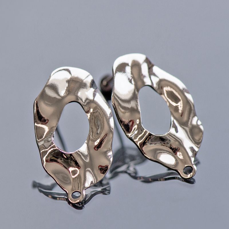 пуссеты "бриз", покрытие платиной + серебро 925, 24.5x13 мм