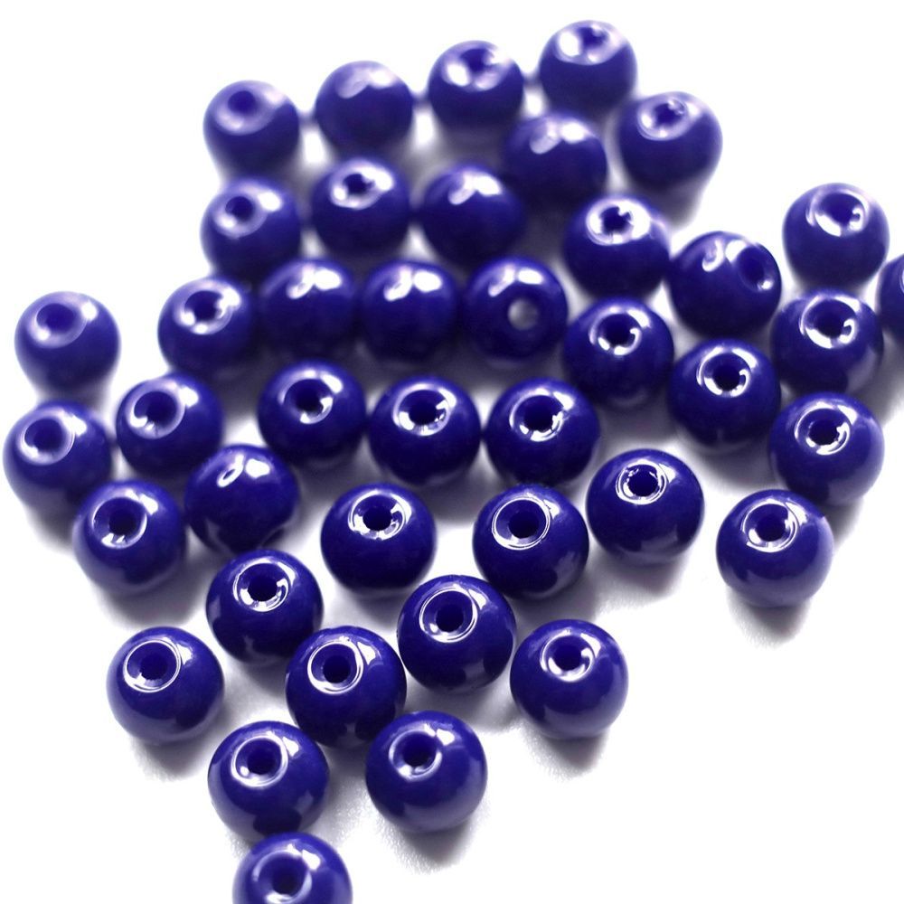 бусина, стекло 6, цвет темно-синий, 6 мм