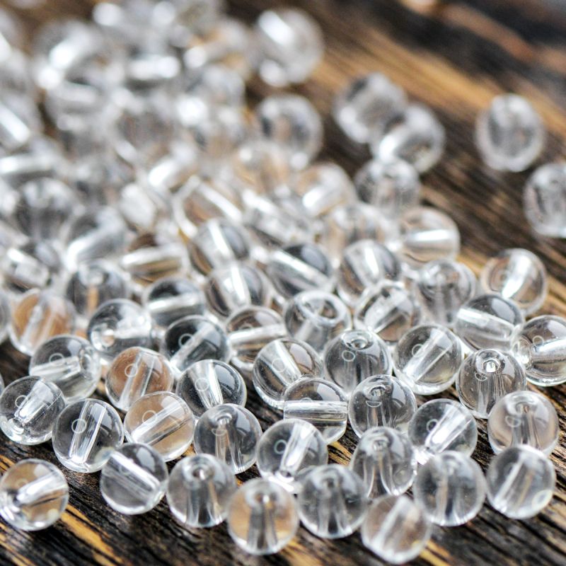 бусина, стекло 6, цвет прозрачный, 6 мм