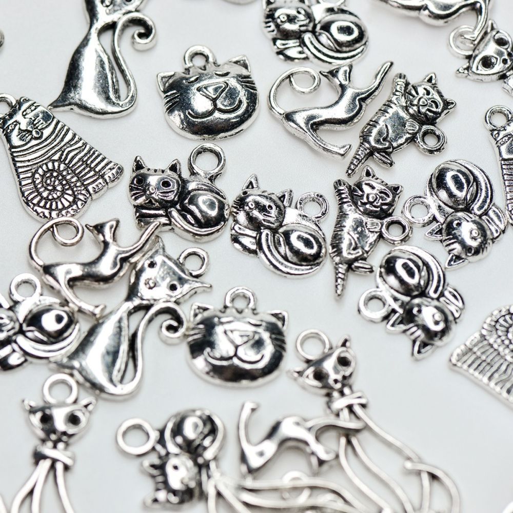микс металлический из подвесок "котики", размерный микс (уп 20 г)