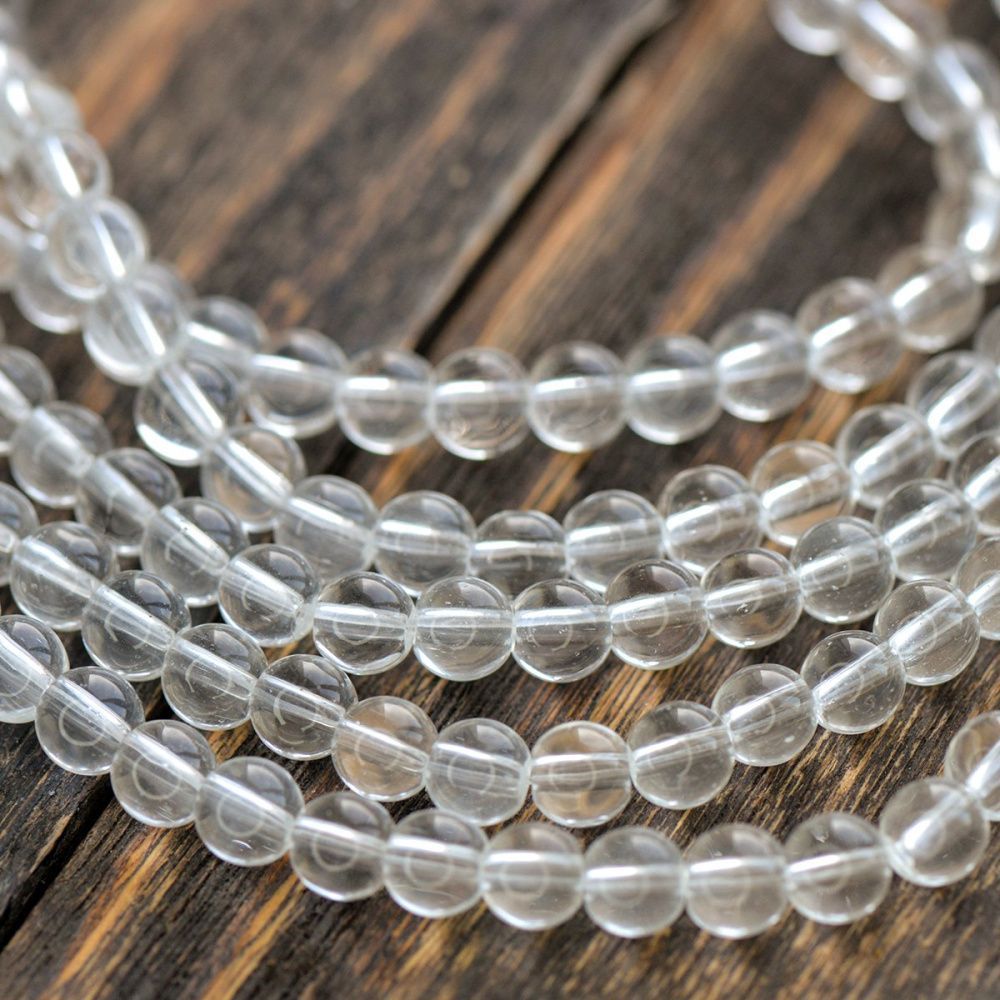 бусина, стекло 6, цвет прозрачный, 6 мм