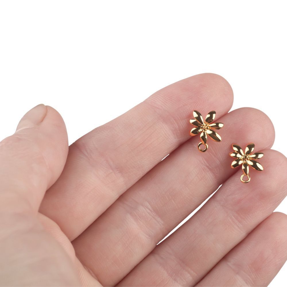 пуссеты "лилия", позолоченные, 11x9 мм