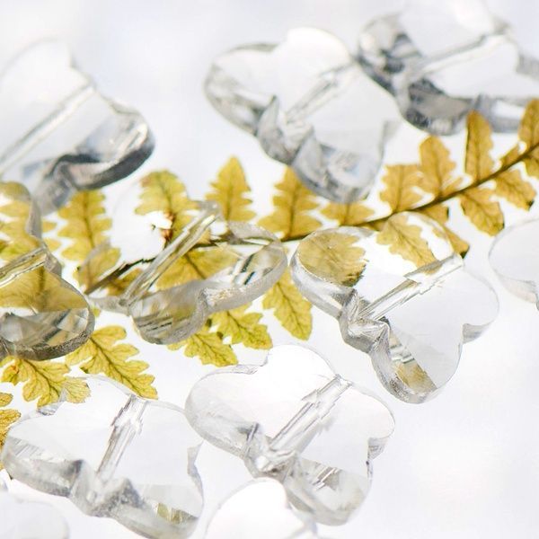 бусина, стекло, "бабочка", граненая, цвет прозрачный, 11.5х14.5х8 мм