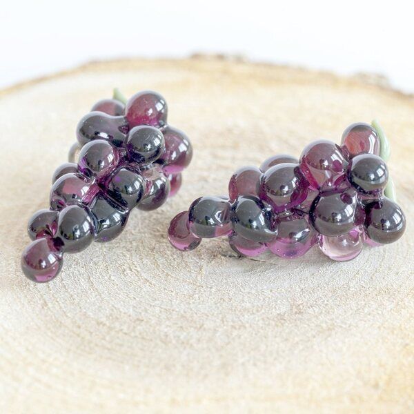 бусина, мурано "виноград", темно-сиреневый, 25х16 мм