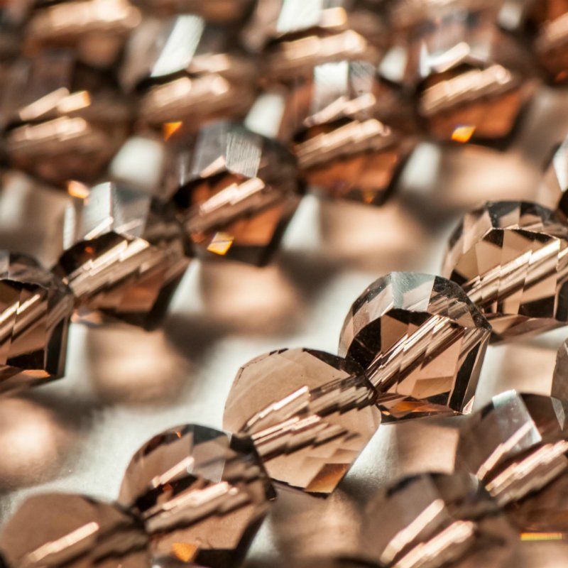 бусина, стекло "яблоко" 8, граненая, цвет кофейный, 8х8 мм