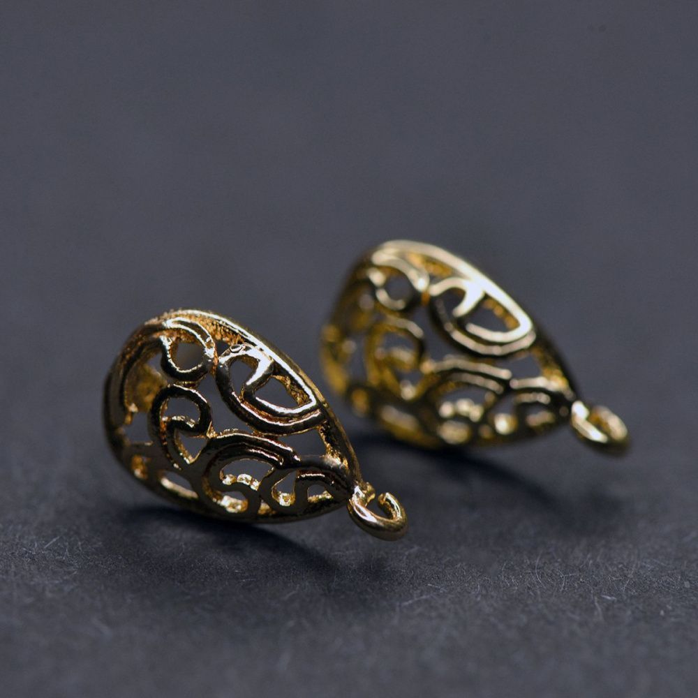 пуссеты "юнона", позолоченные, 15.5x10x15 мм