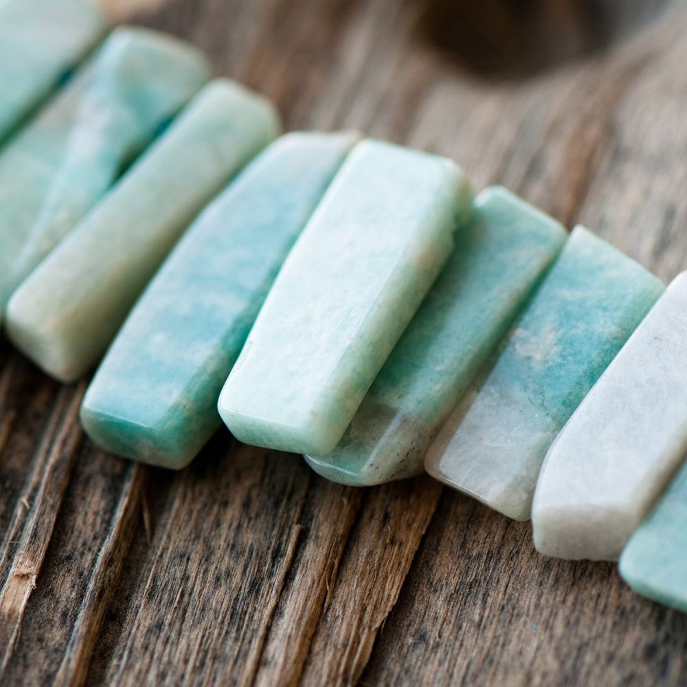 бусина амазонит, багет, цвет зеленый, размерный микс (уп. 20 г)