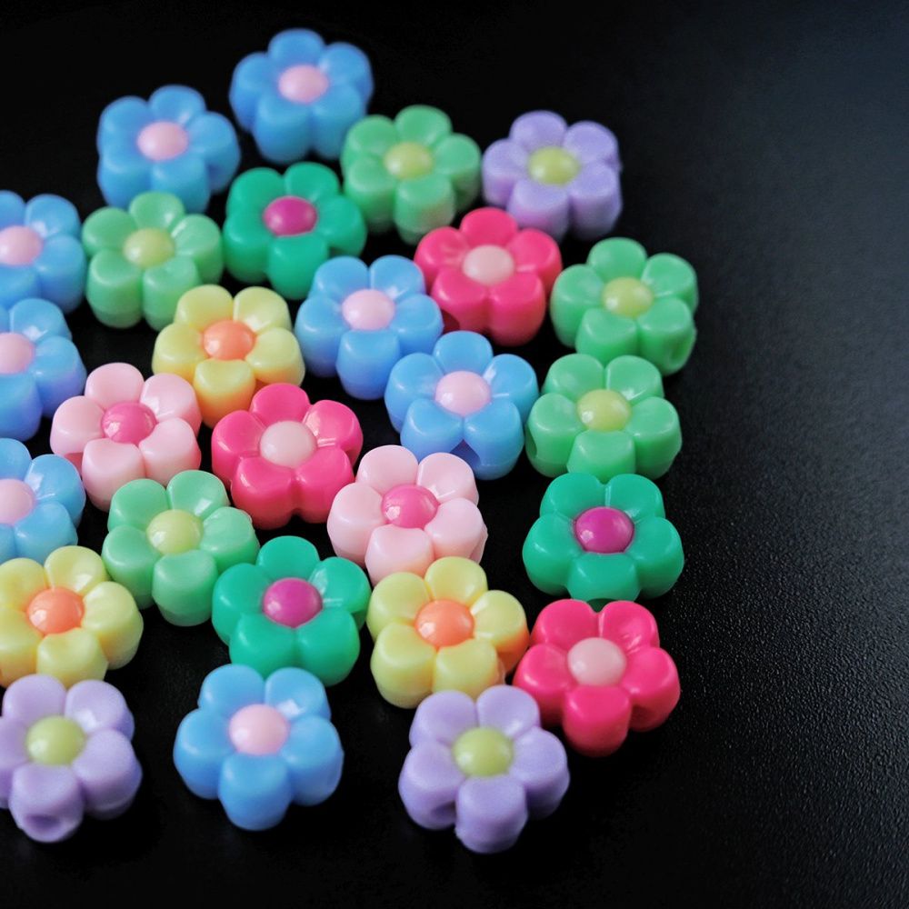 бусина, акрил "незабудка", разноцветный микс, 12x12.5x6 мм