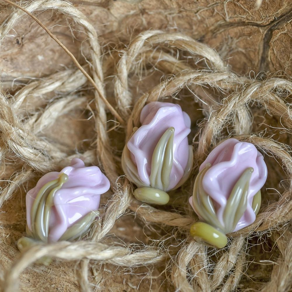 бусина, мурано "розовый бутон", светло-сиреневый, 15-16х10-11 мм