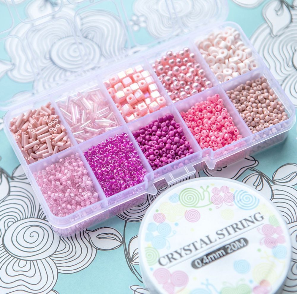 набор бисера и бусин "розовый фламинго" для рукоделия/бисероплетения/детского творчества