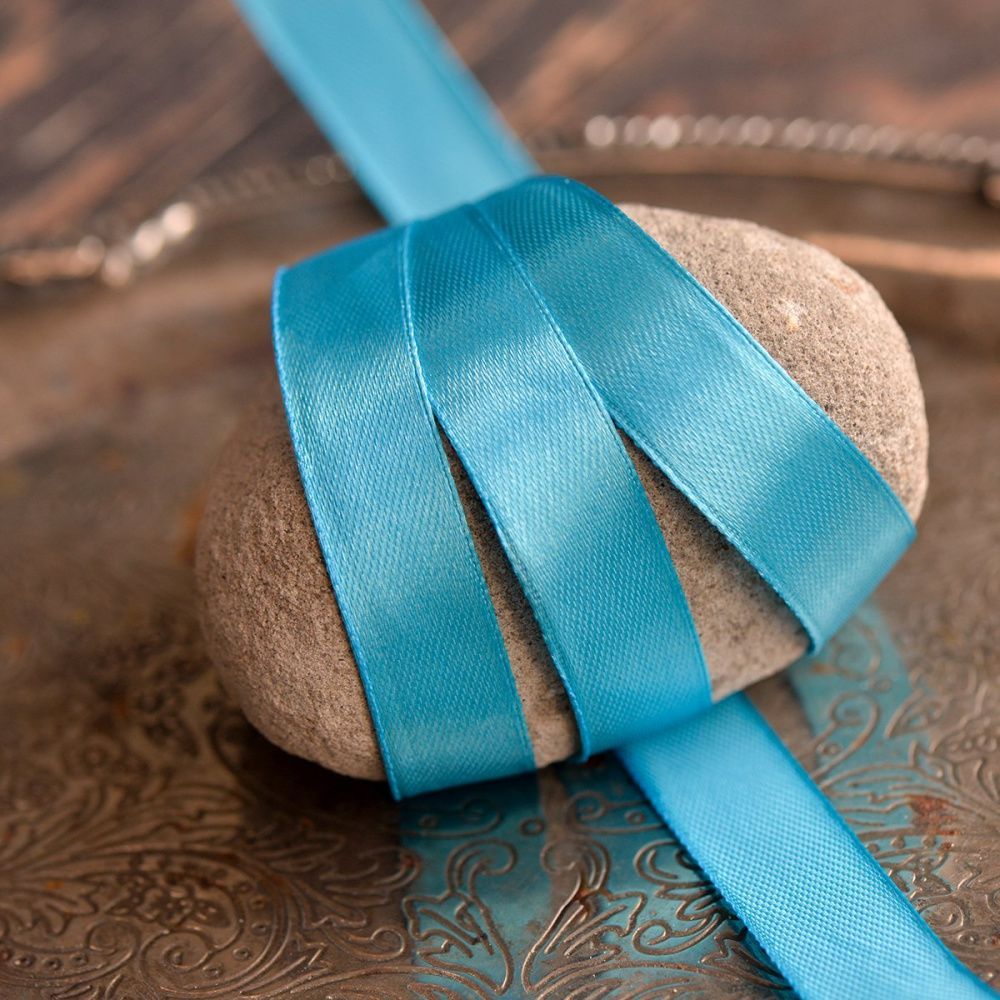 лента, атлас, цвет аквамариновый, ширина 15 мм ленты