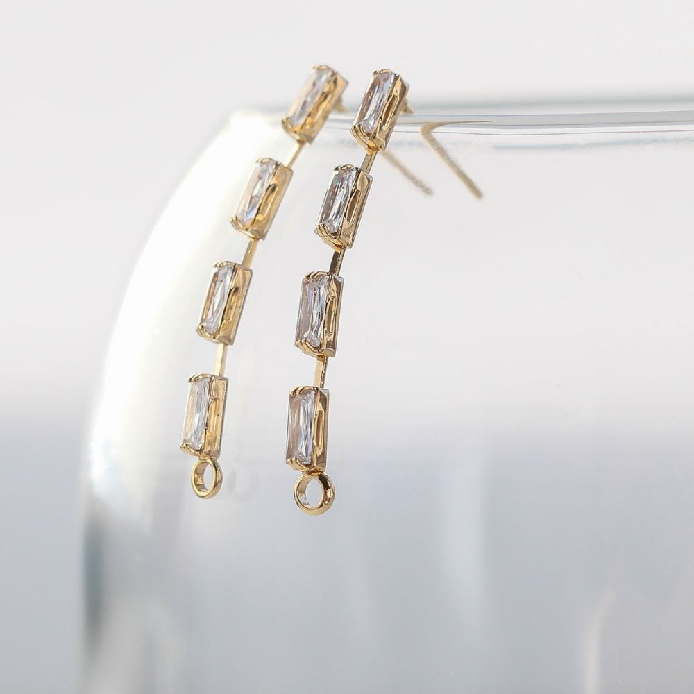 пуссеты "гэлакси", с цирконием, позолоченные, 32.5x2 мм 