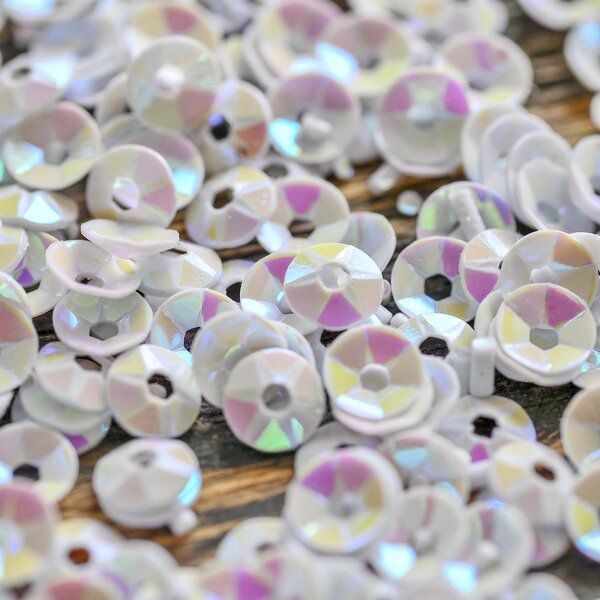 пайетки граненые, цвет прозрачный перламутровый, 4 мм