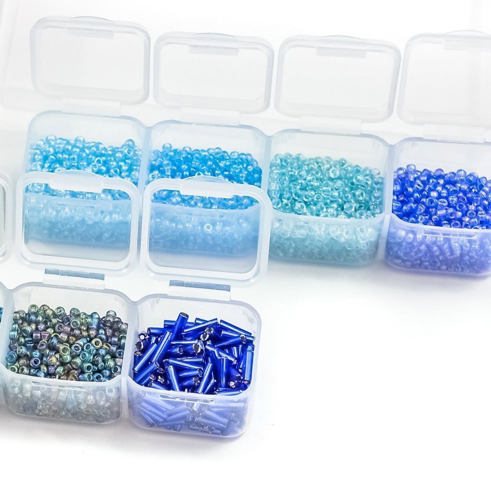 набор бисера "радужный " в органайзере, 28 цветов