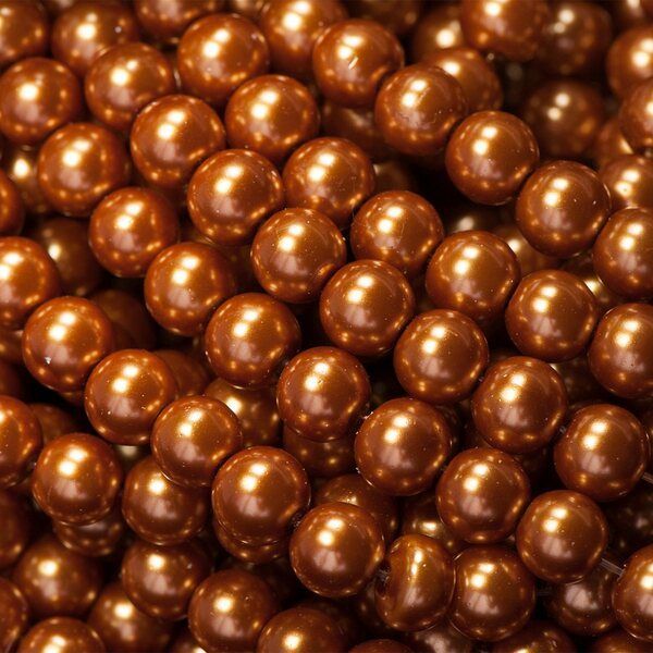 бусина, имитация жемчуга, стекло 8, цвет бронзовый, 8 мм (уп 20 шт)