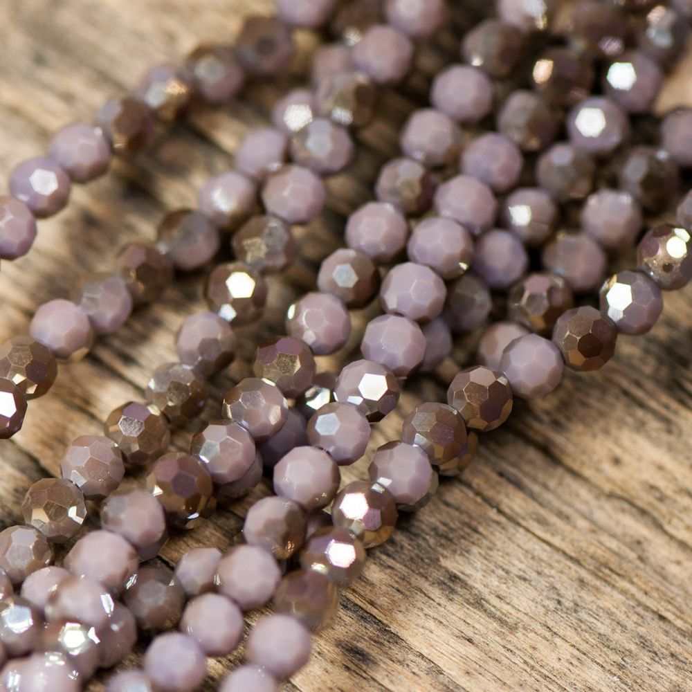 бусина, непрозрачная, граненая, стекло, цвет сиреневый перламутровый, 4 мм (уп 50+/-5 шт)