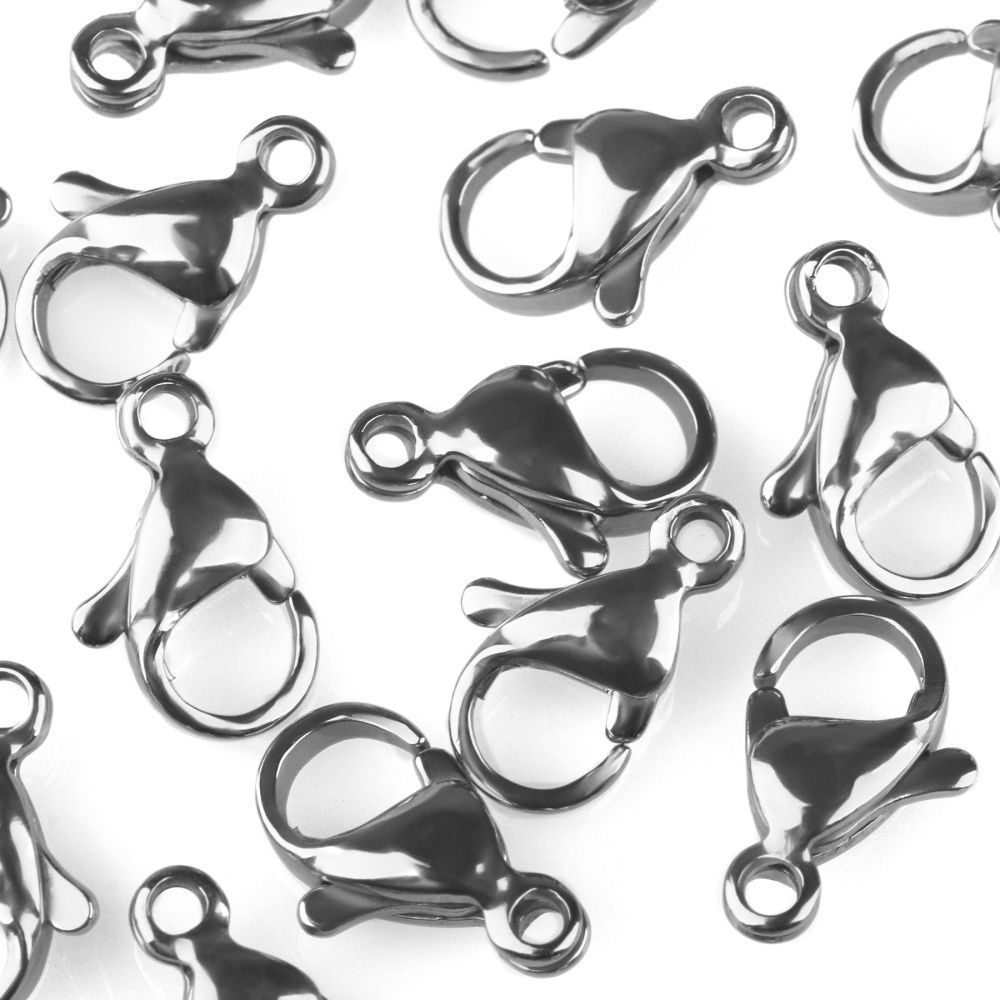 замочек-лобстер, 304 stainless steel, цвет стальной, 11x6.5-7x3.5 мм